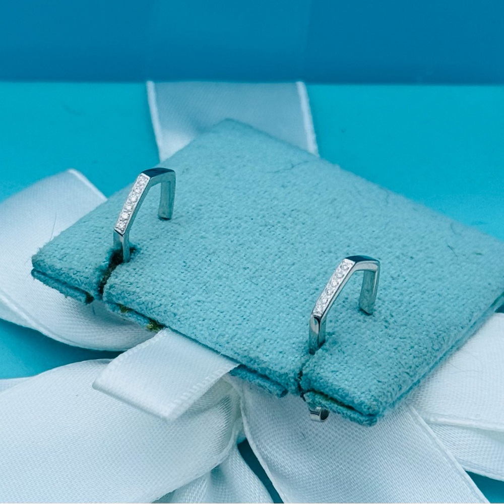 Tiffany & Co Frank Gehry Torque White Gold & Diamond Hoops Mini Pouch Box - Picture 5 of 7